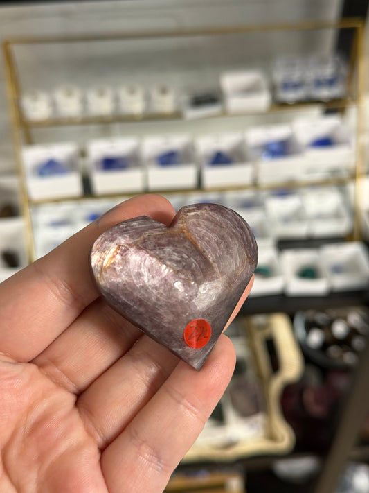 gem lepidolite heart