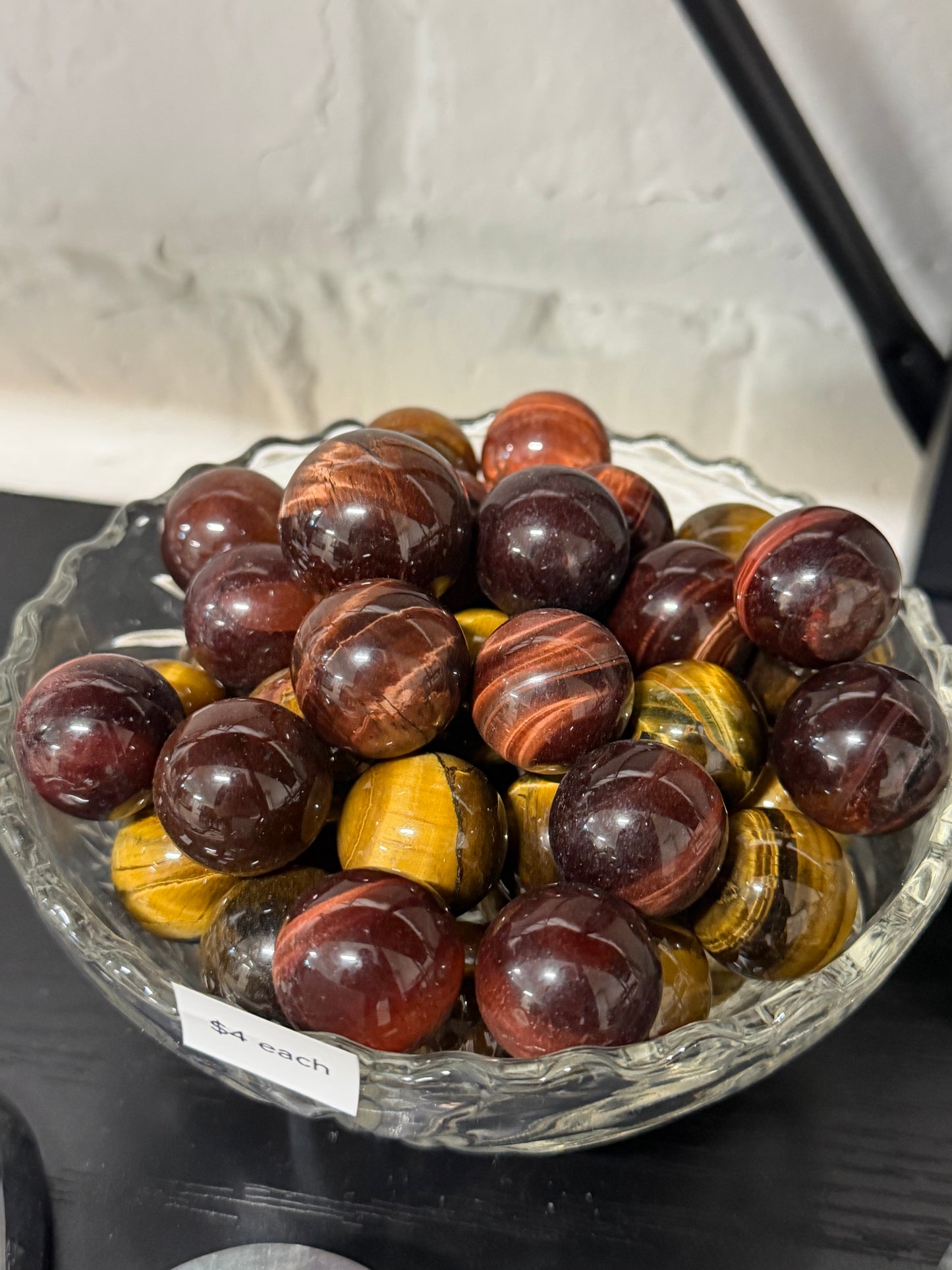 red tigers eye and tigers eye mini spheres