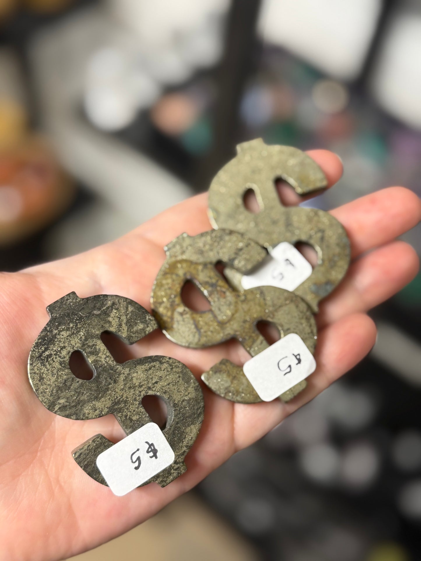 pyrite dollar sign carvings
