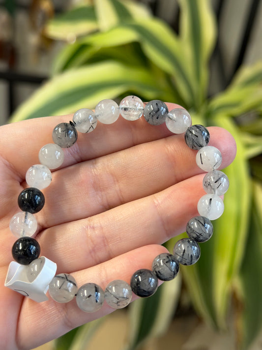 black tourmalinated quartz bracelet 8mm
