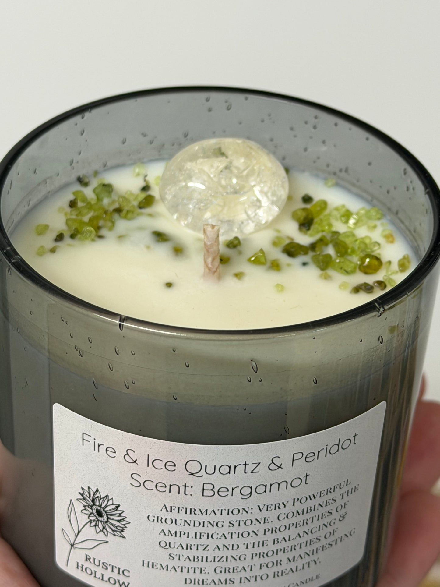 Bergamot | Fire & Ice Quartz and Peridot Crystal Candle