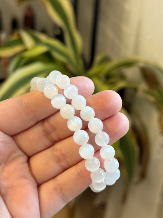 selenite satin spar bracelet 8mm