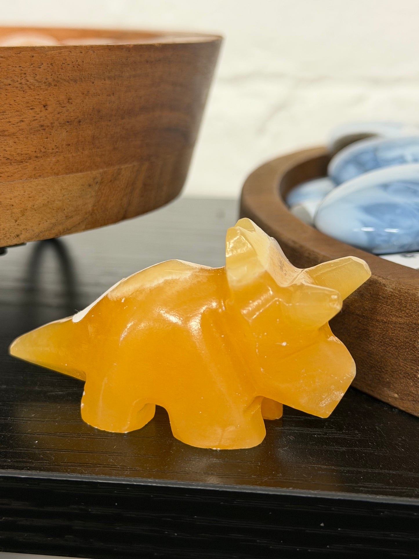 orange calcite mini dinosaur