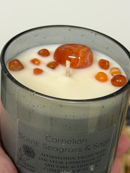 Seagrass & Sage | Carnelian Crystal Candle