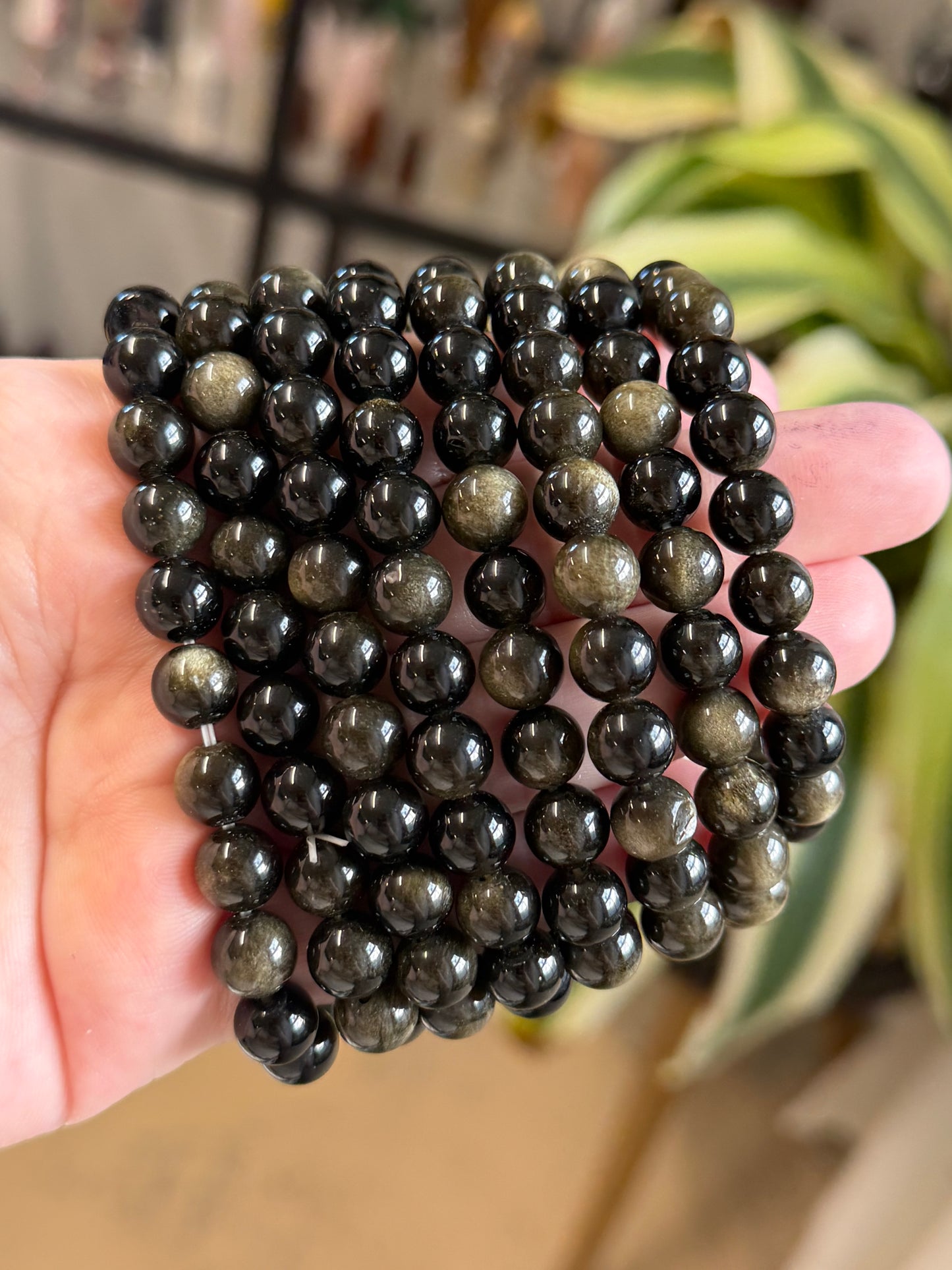 gold sheen obsidian bracelet 8mm