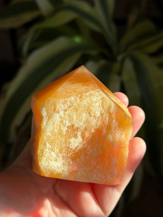 raw orange calcite cupcake