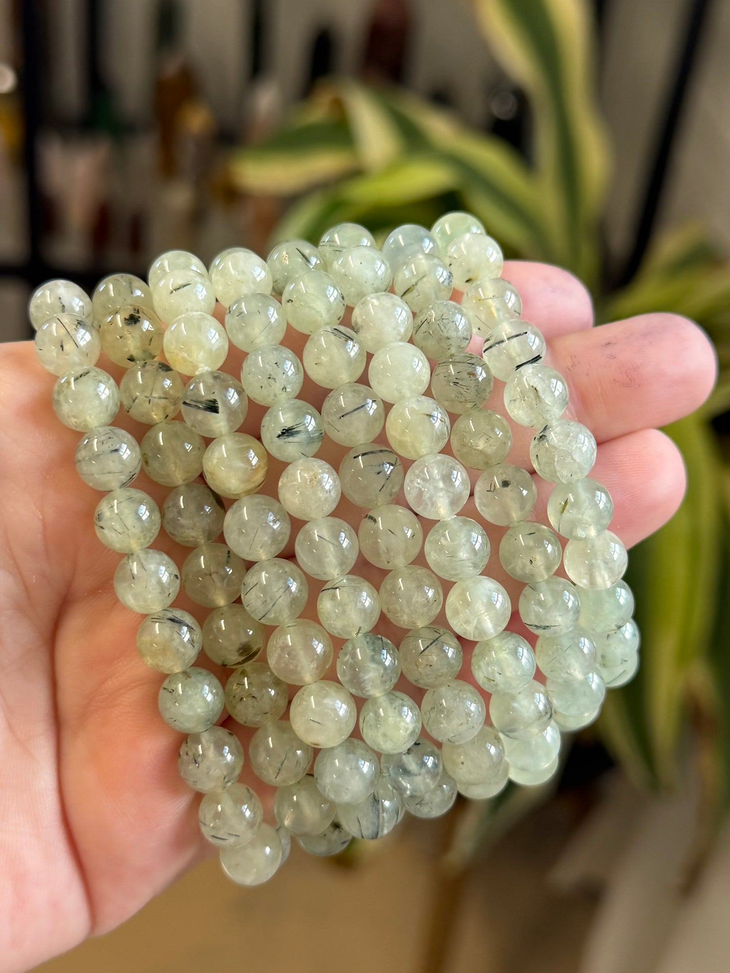 prehnite with epidote bracelet 8mm