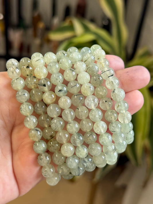 prehnite with epidote bracelet 8mm