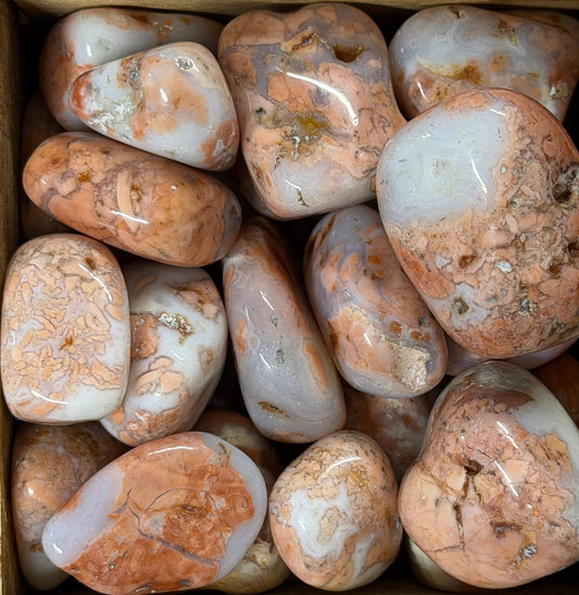 cotton candy pink agate tumbles