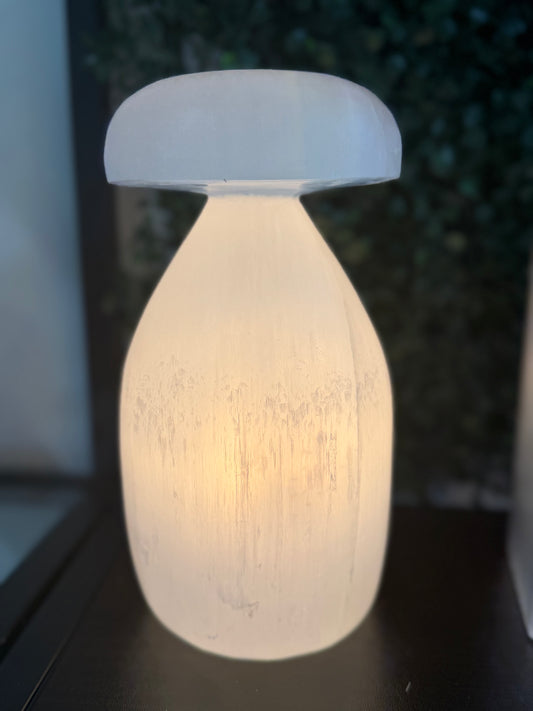 selenite mushroom lamp