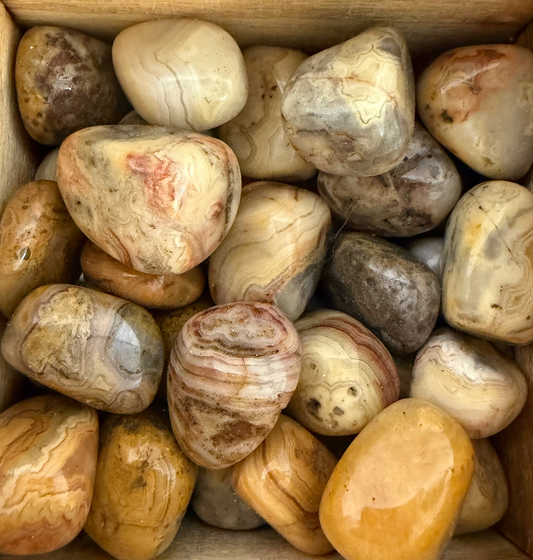 yellow crazy lace agate tumbles