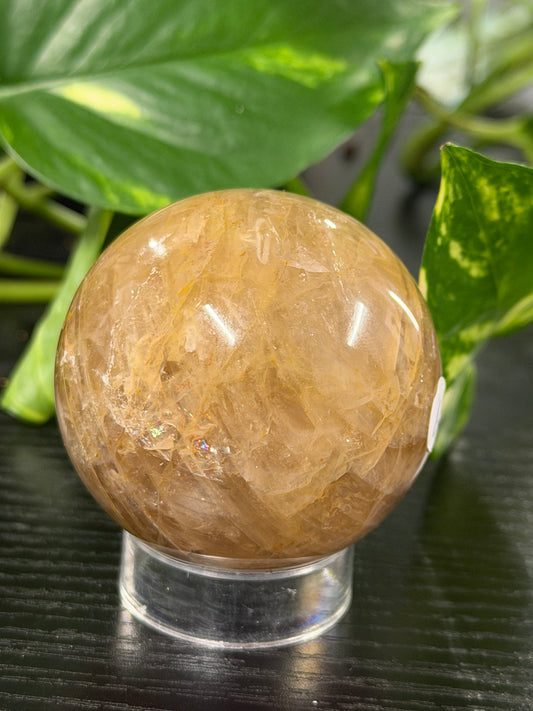 rose quartz x golden healer sphere with asterism