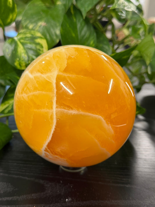 juicy XL orange calcite sphere