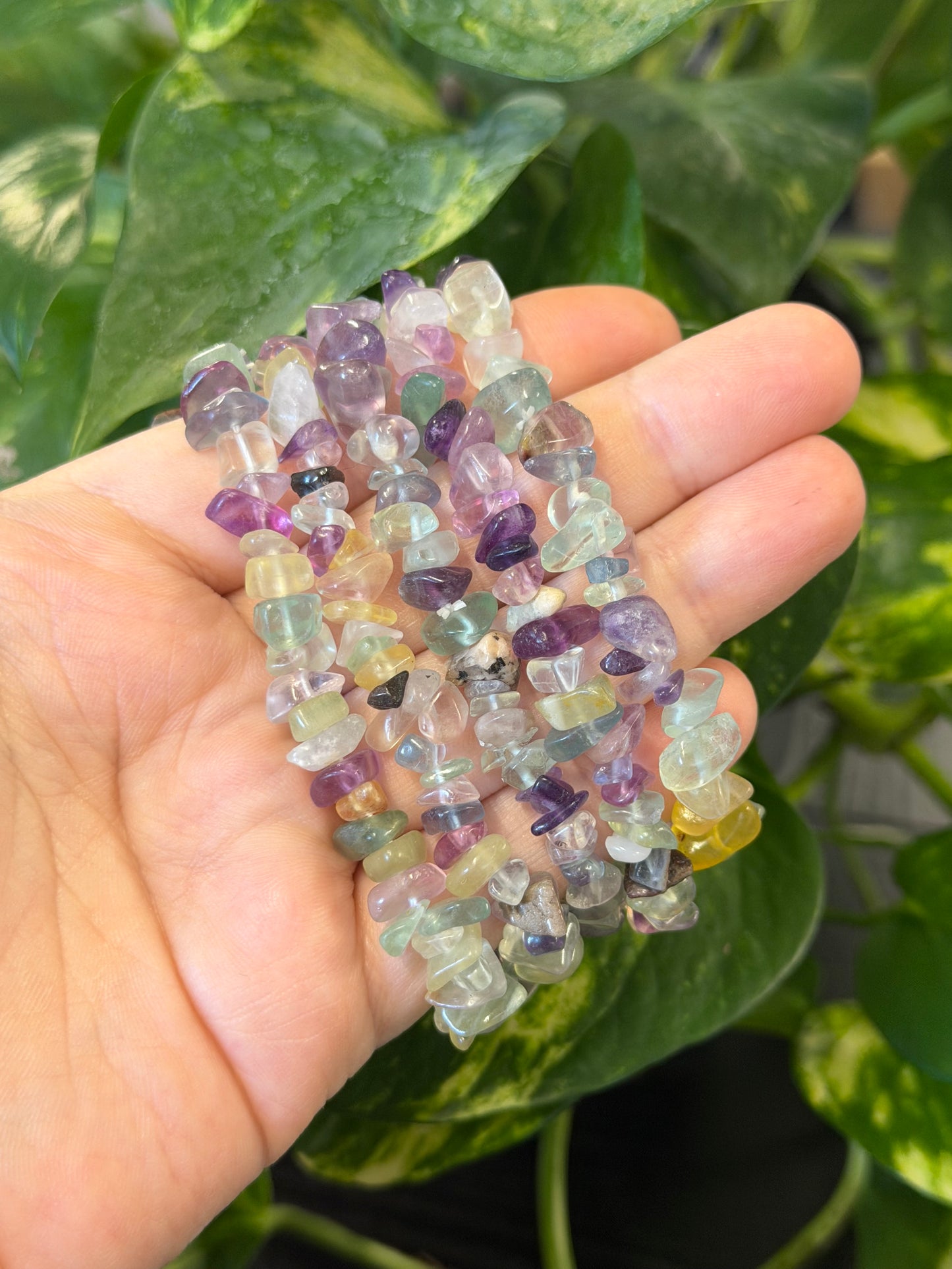 candy rainbow fluorite chip bracelet