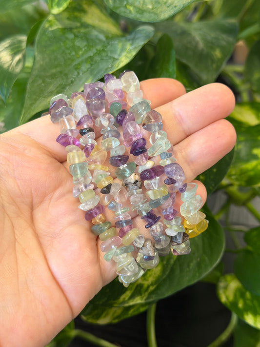 candy rainbow fluorite chip bracelet