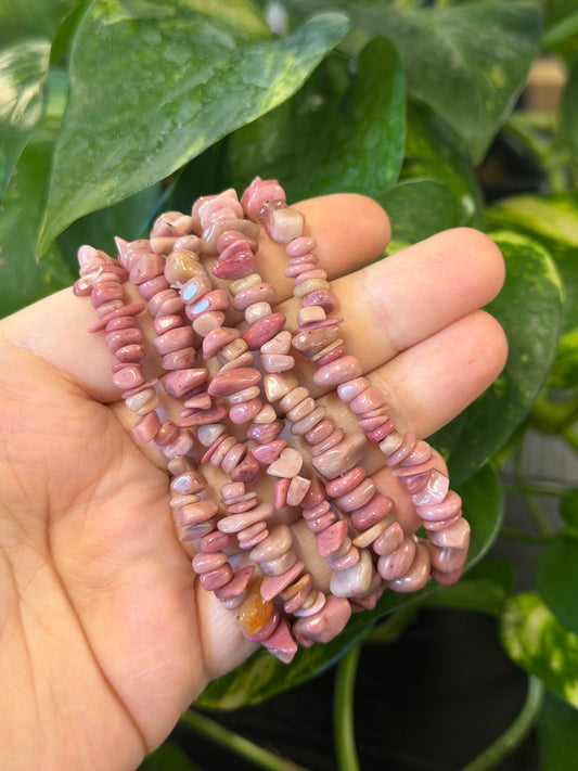rhodonite chip bracelet