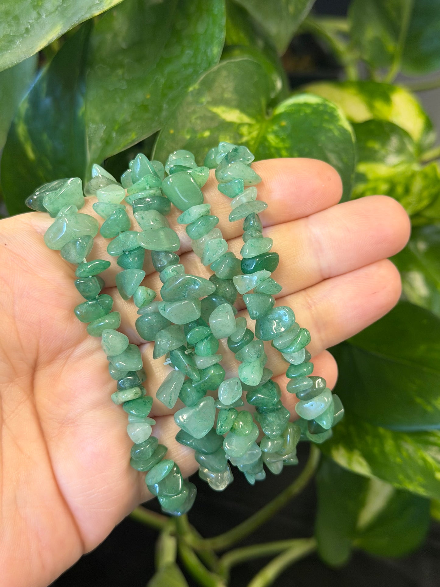 green aventurine chip bracelet