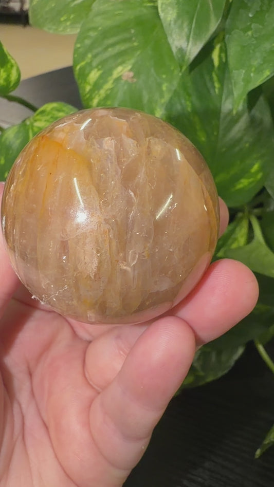 rose quartz x golden healer sphere with asterism